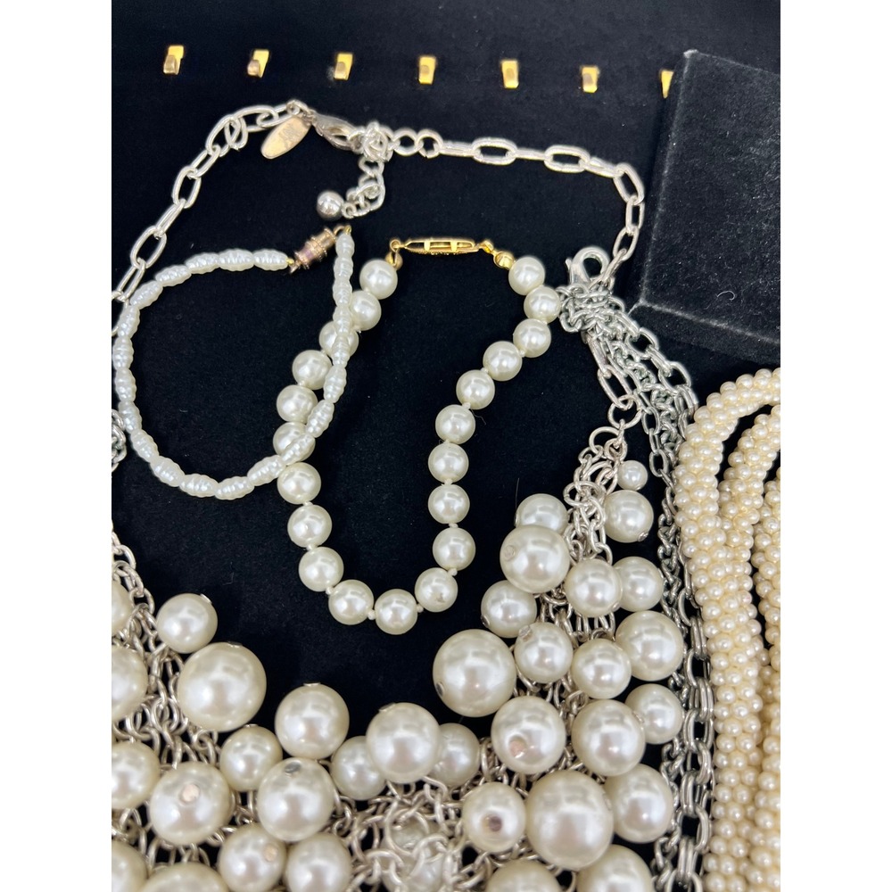 Vintage to Modern Pearl Necklace & Bracelet Gold & Silver Tone Beaded Lot of 30 - Picture 7 of 16